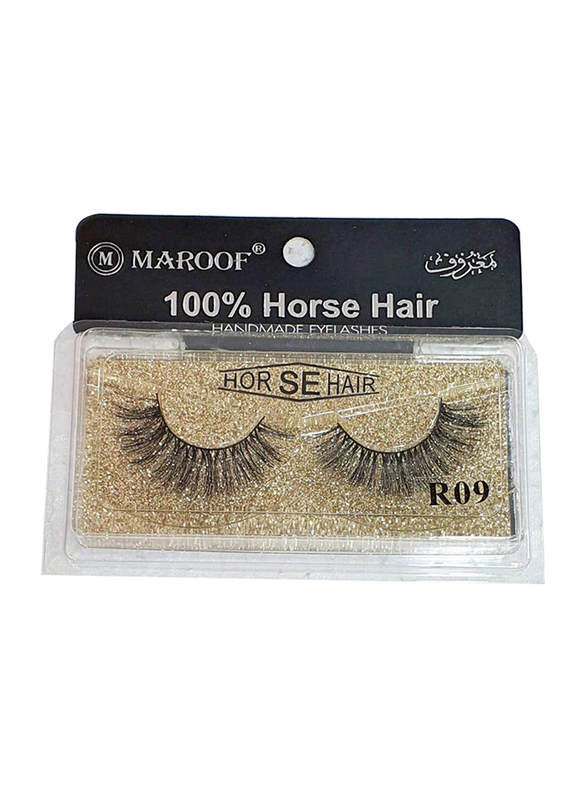 Maroof Mink 3D Hair Handmade Eyelashes, R09 Black, Black